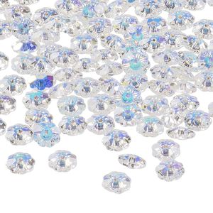 Bead 12pk crystal AB, Preciosa Czech crystal 6x2mm loch flower