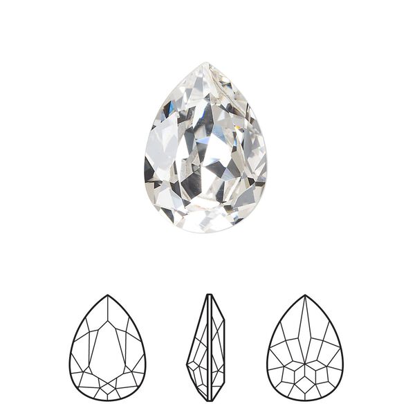 Fancy stone 48pk crystal foil back, Swarovski&reg; 18x13mm pear 4320 image number 0