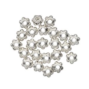 Bead 1pkg24 "pewter", 6x4mm beaded rondelle, antiqued