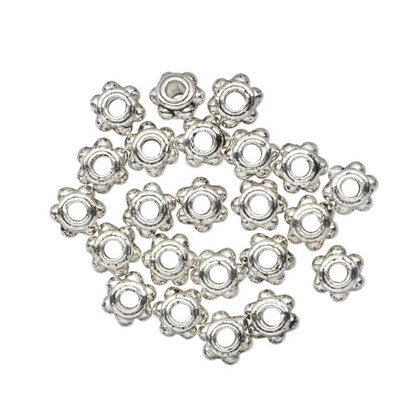 Bead 1pkg24 "pewter", 6x4mm beaded rondelle, antiqued image number 0