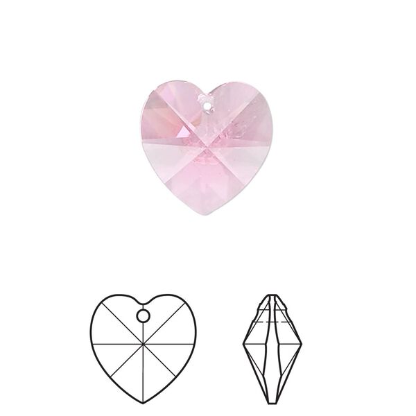 Drop 2pk rose, Crystal Passions&reg; 14mm pendant heart 6228 image number 0