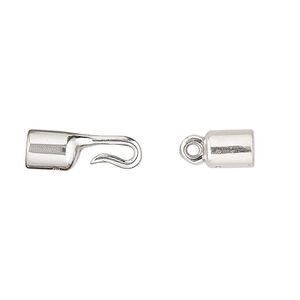 Clasp hook&eye 1pkg1 sterling silver, 25x5.5mm / fits up to 4mm cord, 1-strand