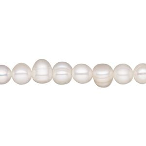 Pearl, White Lotus&trade;, cultured freshwater (bleached), white, 6-6.5mm semi-round, C grade, Mohs hardness 2-1/2 to 4. Sold per 15-1/2" to 16" strand.
