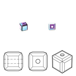Bead 12pk amethyst AB, Crystal Passions&reg; 4mm cube 5601