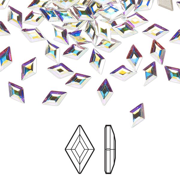 Flat back 288pk crystal AB foil back, Swarovski&reg; 6.6x3.9mm diamond 2773 image number 0