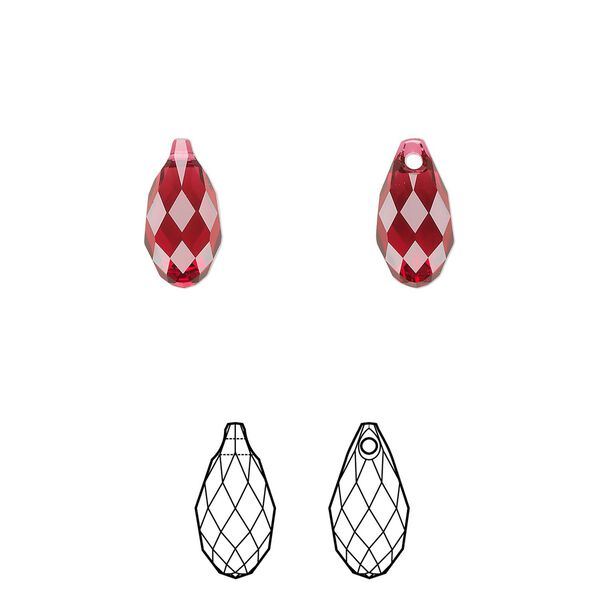 Briolette 144pk scarlet, Swarovski&reg; 11x5.5mm pendant drop 6010 image number 0