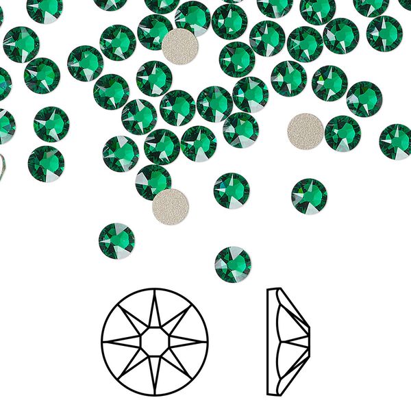 Flat back 144pk majestic green foil back, Crystal Passions&reg; 3.8-4mm rose round SS16 2088 image number 0