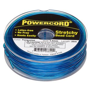 Cord, Powercord&reg;, elastic, turquoise, 1.5mm, 22-pound test. Sold per 25-meter spool.