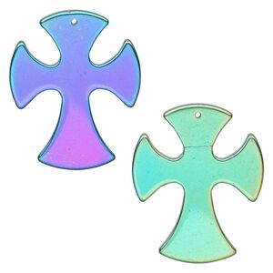 Hemalyke&trade; 1pkg1, electroplated double-sided cross focal 39x32mm