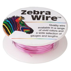 Wire, Zebra Wire&trade;, color-coated copper, pink, round, 22 gauge. Sold per 15-yard spool.