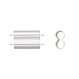 Bead 1pkg10 silver-finished, 15x10mm double tube, brass