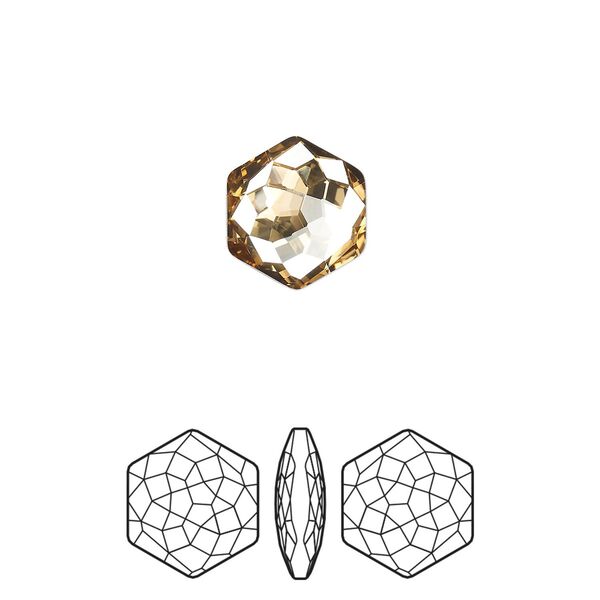 Fancy stone 96pk crystal golden shadow foil back, Swarovski&reg; 11.2x10mm thin hexagon 4683 image number 0