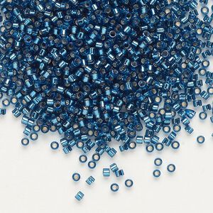 Seed bead, Delica&reg; 1pkg250g glass, #11 round, transparent silver-lined blue zircon / outside dyed (DB-0608)