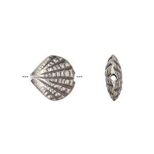 Bead 1pkg1 sterling silver, 13mm puffed shell / 2sided, antiqued Hill Tribes