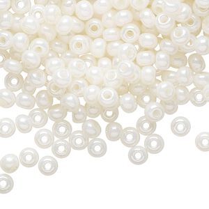 Seed bead, Preciosa Ornela Czech glass, pkg/500g, #6 rocaille, opaque pearl luster white, (47102).
