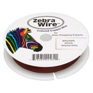 Wire, Zebra Wire&trade;, color-coated copper, brown, round, 30 gauge. Sold per 50-yard spool.