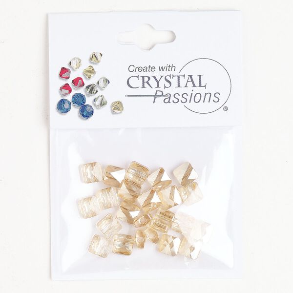 Bead 1pkg24 faceted square mini bead crystal golden shadow, Crystal Passions&reg; 6mm square 5053 image number 0