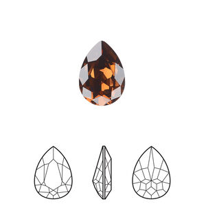 Fancy stone 1pkg1 smoked topaz foil back, Crystal Passions&reg; Regenerated 14x10mm pear 4320