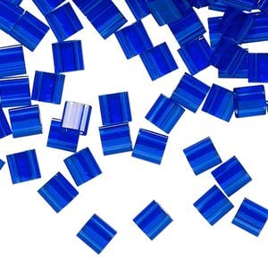 Seed bead, TILA&reg;, glass, pkg/40g, 5mm full tila square, transparent blueberry, (TL-151).