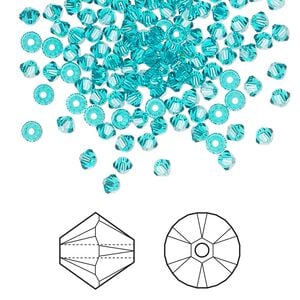 Bead 144pk blue zircon, Crystal Passions&reg; 3mm bicone 5328