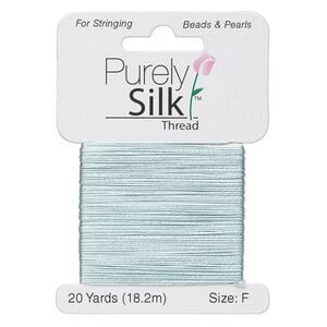 Thread, Purely Silk&trade;, pale green, size F. Sold per 20-yard card.