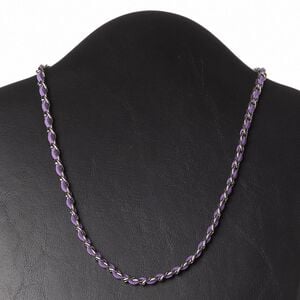 Necklace, faux suede / imitation rhodium-plated steel / silver-finished brass, light purple, 6mm wide, 18 inches with 2-inch extender chain and lobster claw clasp. Sold individually.