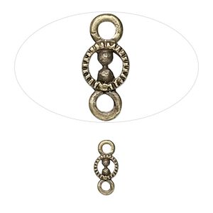 Link, antique brass-plated "pewter" (zinc-based alloy), 5x4mm round. Sold per pkg of 100.