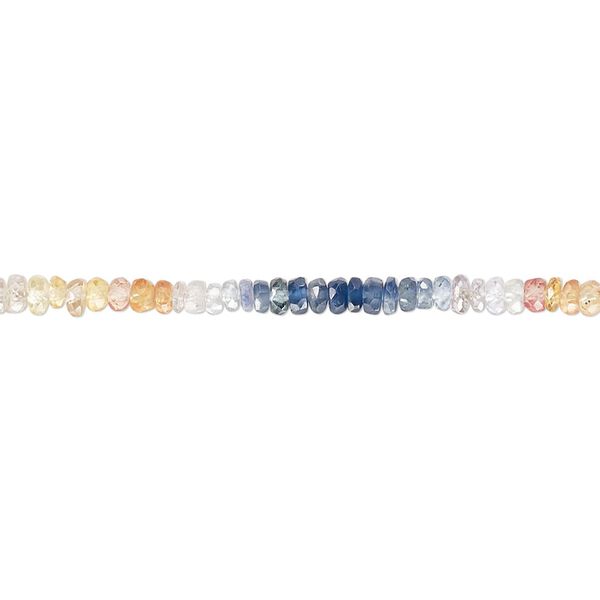 Multi-sapphire 1pkg1, hand-cut faceted rondelle bead 8 inch 2x.5mm-3x2mm image number 0