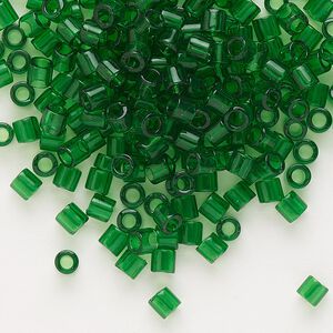 Seed bead, Delica&reg;, glass, pkg/250g, #8 round, transparent green (DBL-0705).