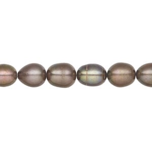 Freshwater pearl 1pkg1 rice, 15.5-16 inch light copper peacock 7-8mm cultured