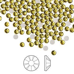Flat back 144pk acid yellow foil back, Preciosa MAXIMA Czech crystal hotfix rhinestone 2.7-2.9mm chaton rose round SS10
