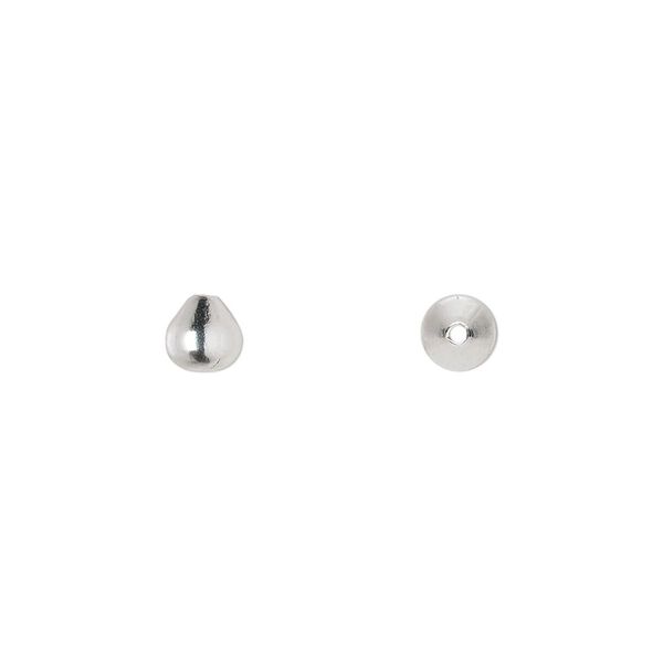 Bead 1pkg100 silver-plated, 5mm teardrop, brass image number 0