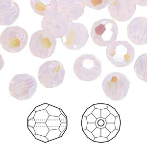 Bead 144pk rose water opal shimmer, Crystal Passions&reg; 8mm round 5000