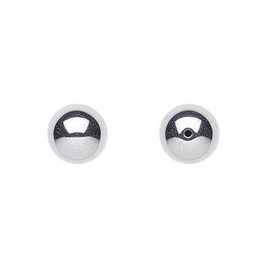 Hemalyke&trade; 1pkg4, electroplated half-drilled round bead 10mm