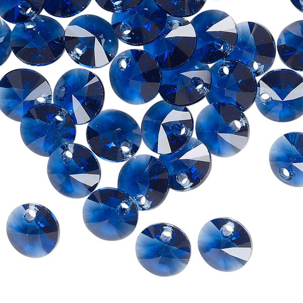 Drop 144pk dark sapphire, Swarovski&reg; ReCreated&trade; 8mm pendant mini disk 6428 image number 1
