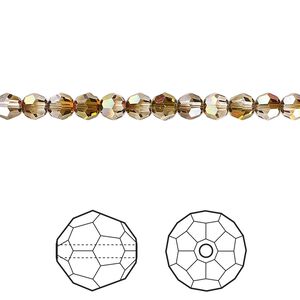 Bead 144pk crystal mahogany, Crystal Passions&reg; 4mm round 5000