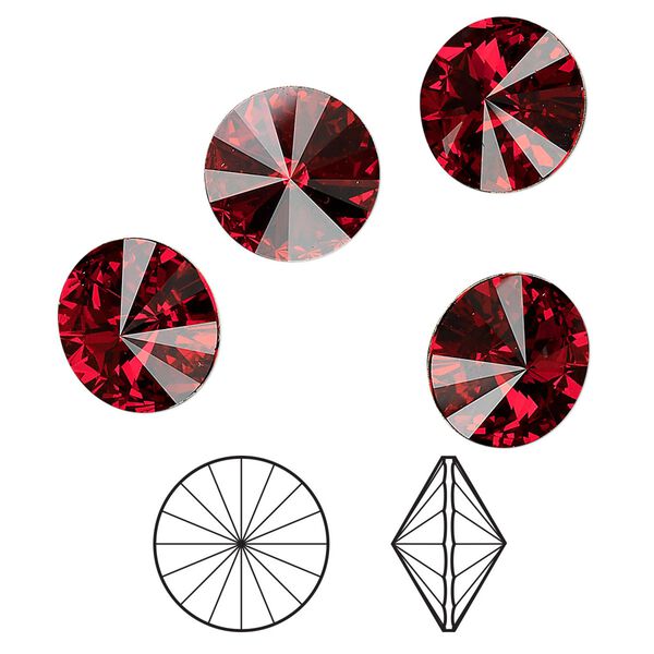 Chaton 144pk Siam foil back, Swarovski&reg; 12mm rivoli 1122 image number 0