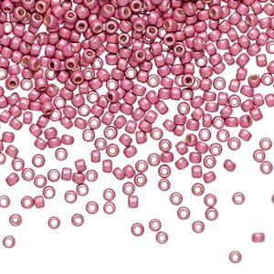 Seed bead, TOHO BEADS&reg;, glass, pkg/7.5g, #11 round, opaque galvanized matte pink lilac (TR-11-PF553F).