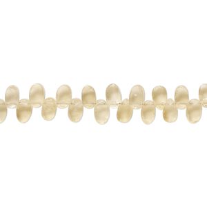 Citrine 1pkg1, hand-cut top-drilled flat oval bead 6 inch 5x3mm