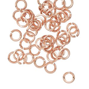 Jump ring 1pkg50 copper, 6mm hand-cut round / diamond wire, 17 gauge / 3.8mm inside diameter