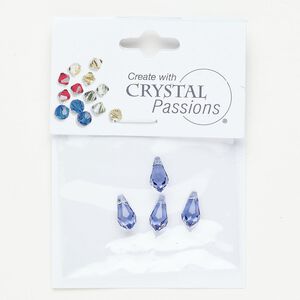 Briolette 1pkg4 tanzanite, Crystal Passions&reg;, 11x6mm pendant drop 6000