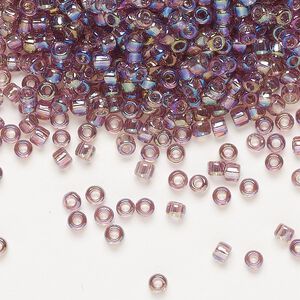 Seed bead, Dyna-Mites&trade;, glass, transparent rainbow lilac, #8 round. Sold per 40-gram pkg.