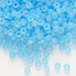 Seed bead, Dyna-Mites&trade;, glass, transparent matte aqua, #6 round. Sold per 1/2 kilogram pkg.