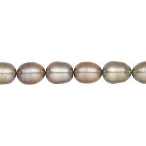 Freshwater pearl 1pkg1, rice, 15 inch dark olive green 6-7mm cultured
