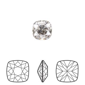 Fancy stone 2pk crystal foil back, Crystal Passions&reg; 10mm rose cut cushion 4471