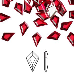 Flat back 216pk light Siam foil back, Swarovski&reg; 8.6x5.6mm kite 2771
