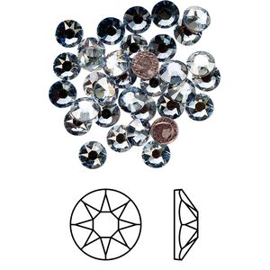 Flat back 144pk crystal blue shade foil back, Crystal Passions&reg; hotfix rhinestone 4.6-4.8mm rose round SS20 2078HF