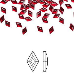 Flat back 6pk light Siam foil back, Crystal Passions&reg; 5x3mm diamond 2773