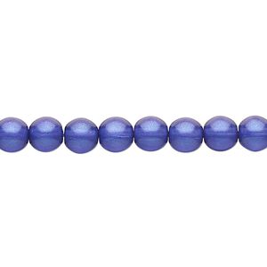 Bead, Czech pressed glass, pearlized dark blue, 6mm round. Sold per 15-1/2" to 16" strand, approximately 65 beads.
