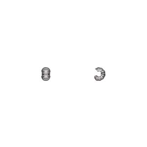 Crimp cover, gunmetal-plated brass, 3mm corrugated round. Sold per pkg of 100.